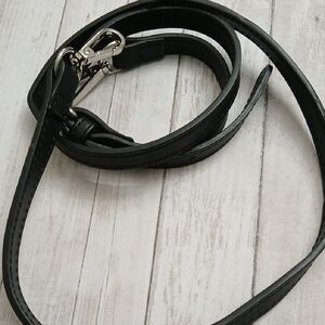 Adjustable Black Leather/faux Leather Crossbody Strap with Silver Hardware